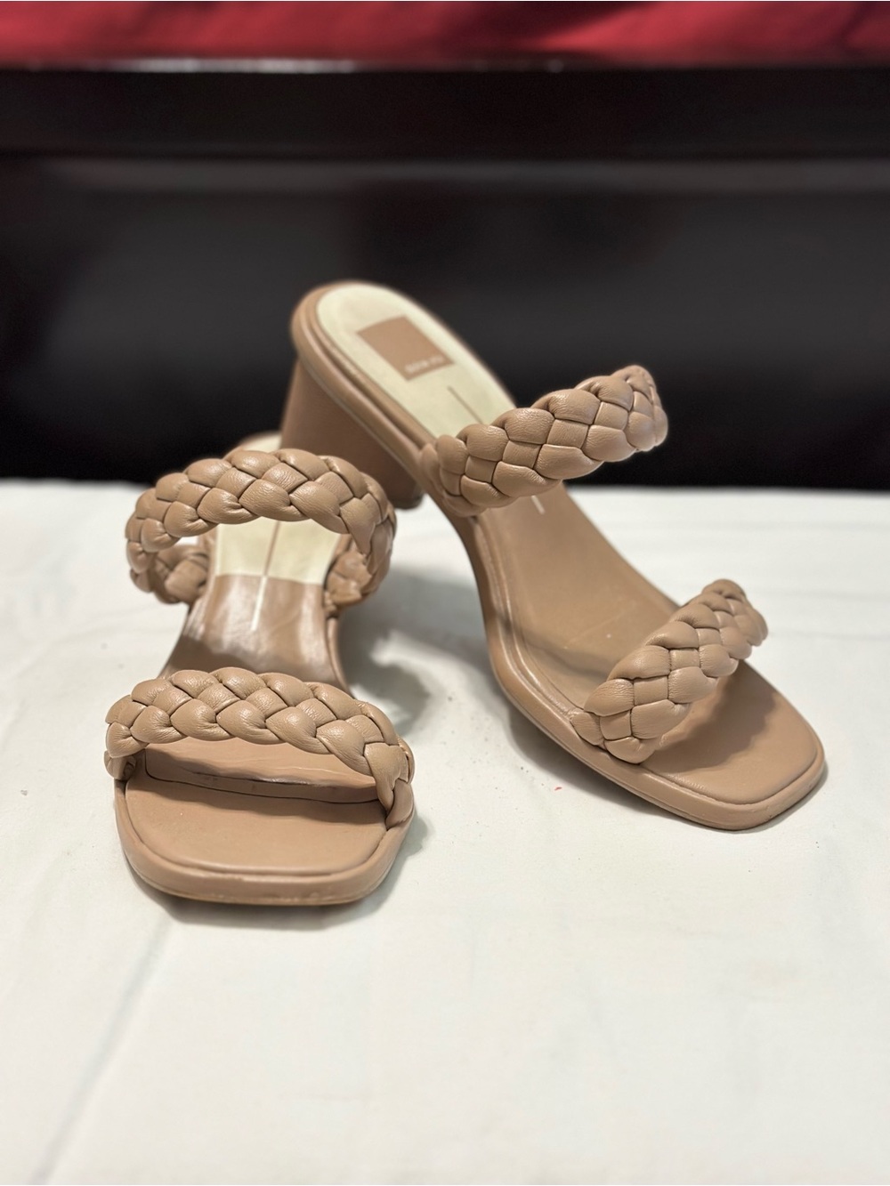 Dolce Vita Braided Double-Strap Beige Heeled Sandals